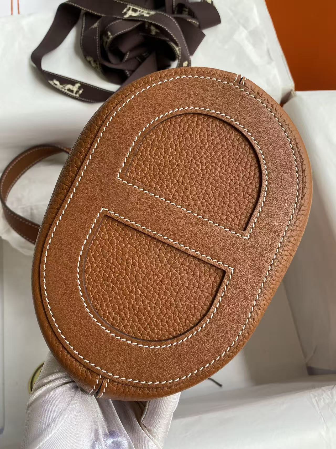 HM Loop Bag 23cm Tan Brown Togo Leather