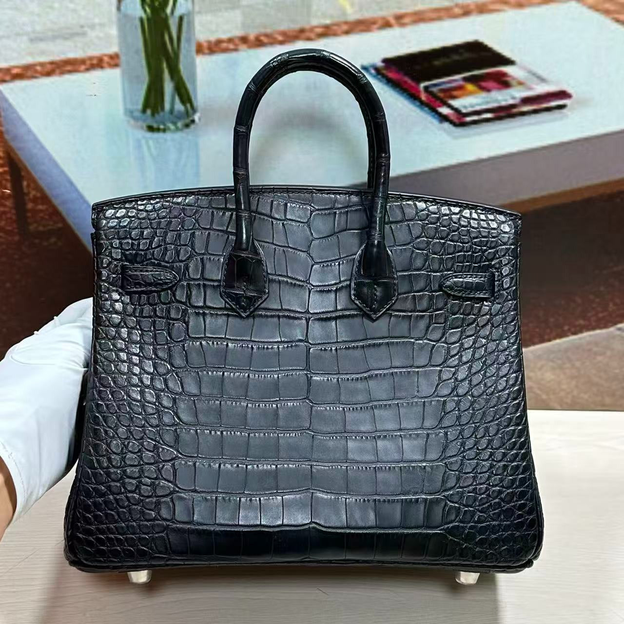 HM Birkin 25cm Black Matte Alligator Leather Hardware