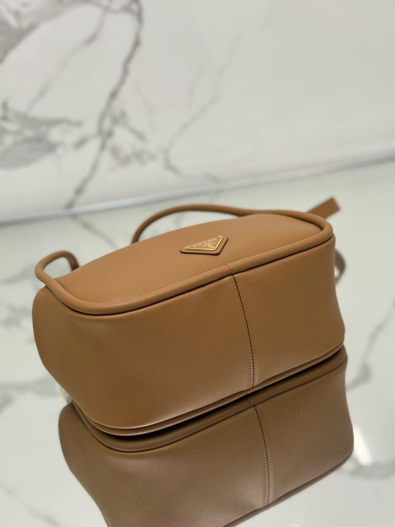 Prada Darling Handbag Caramel Soft Grain Leather
