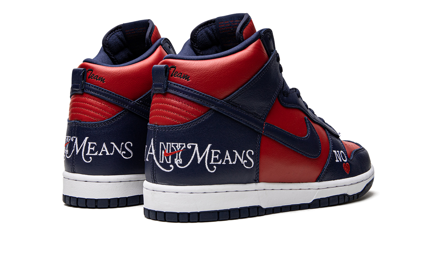 SB Dunk High "Supreme - By Any Means - Navy/Red" DN3741 600