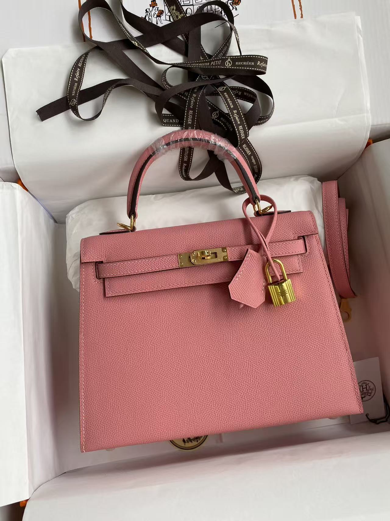 HM Mini Kelly 25cm Light Pink Epsom Leather