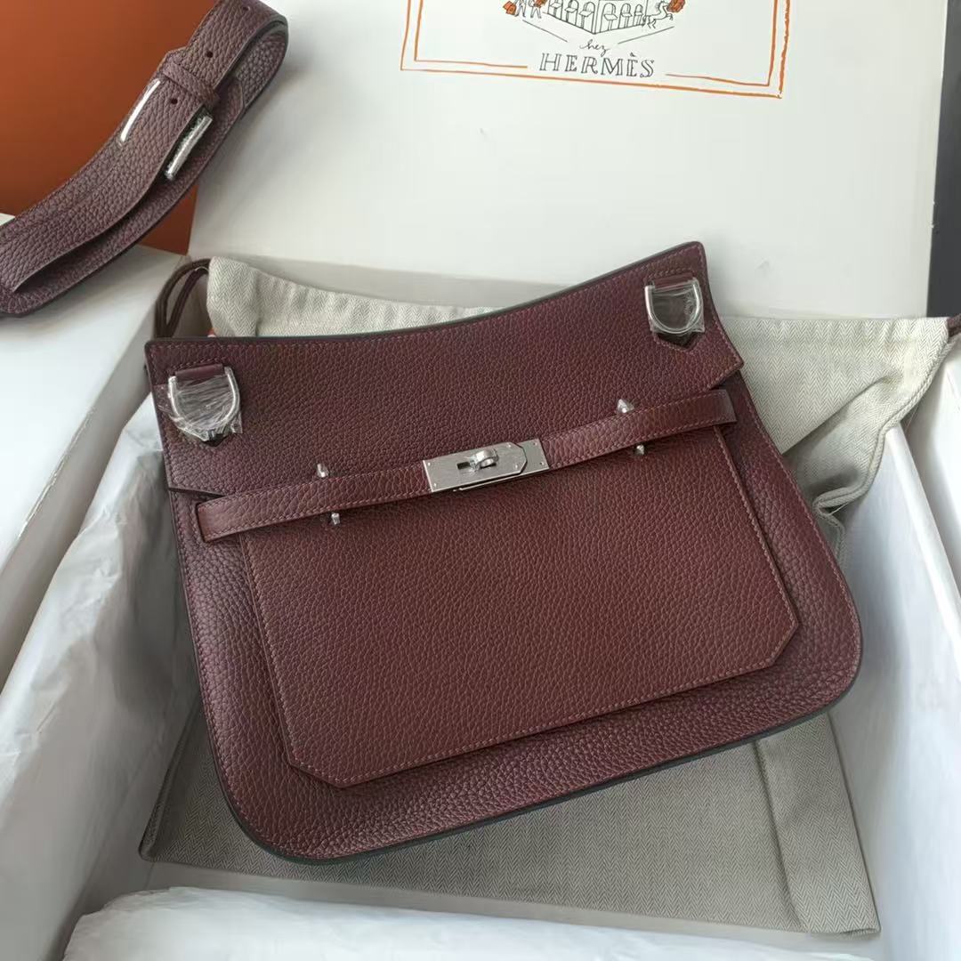 HM Jypsière 28 Bag Burgundy Togo Leather