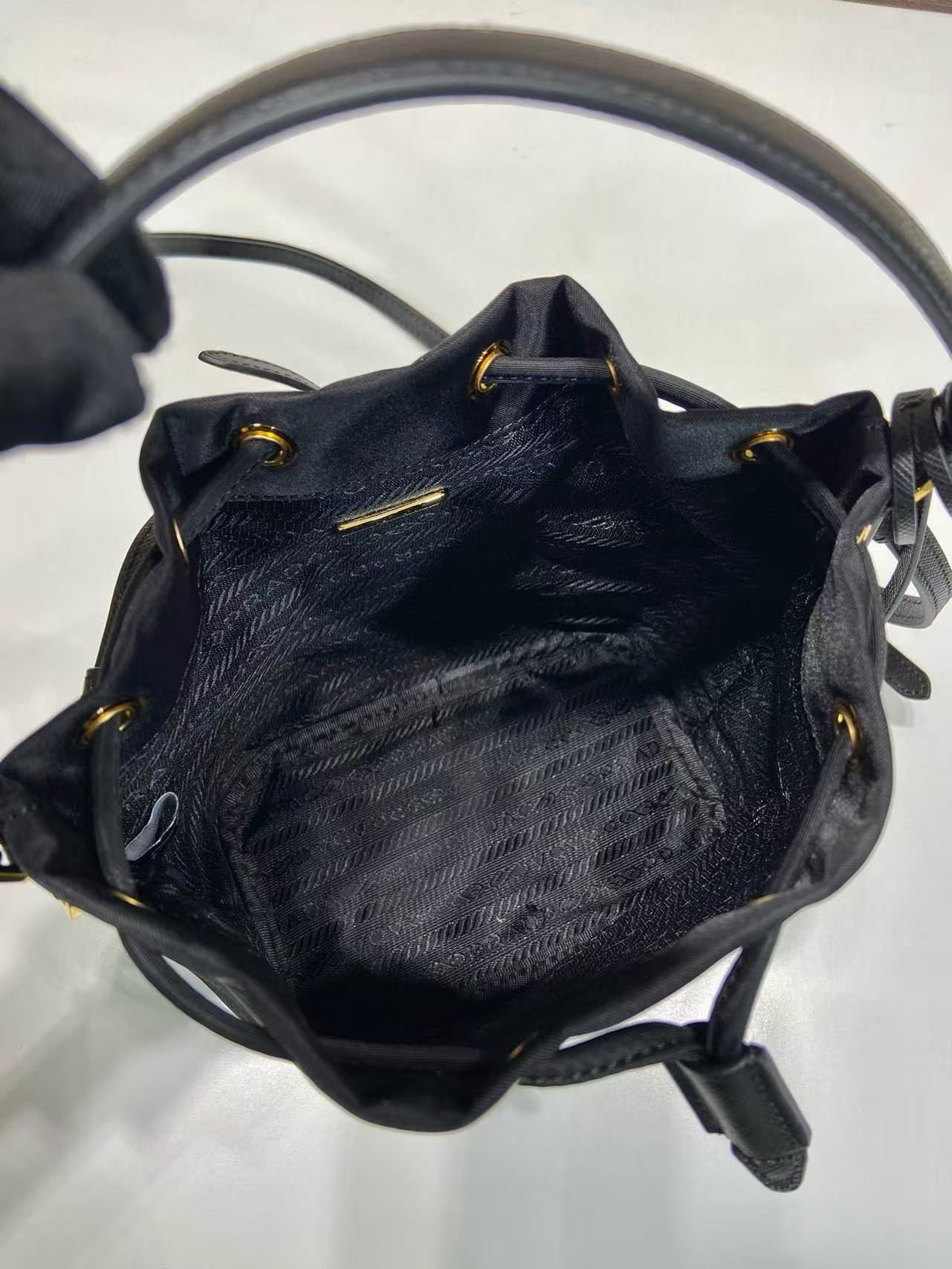PRA bucket bag 19 black nylon fabric