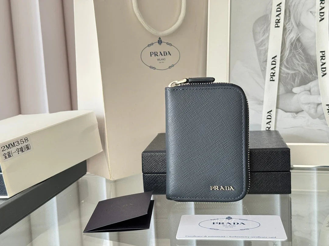 Prada 2026 Cardholder Zipper Bag 10cm Calfskin