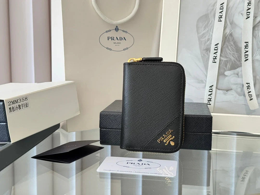 Prada 2026 Cardholder Zipper Bag 10cm Calfskin