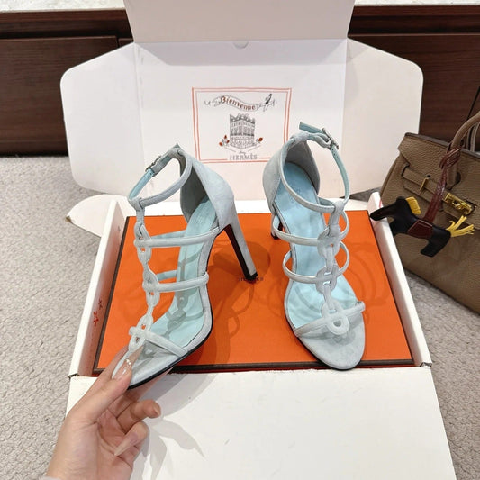 HM 26ss High Heels Sandals 10.5 Baby Blue Suede 686016