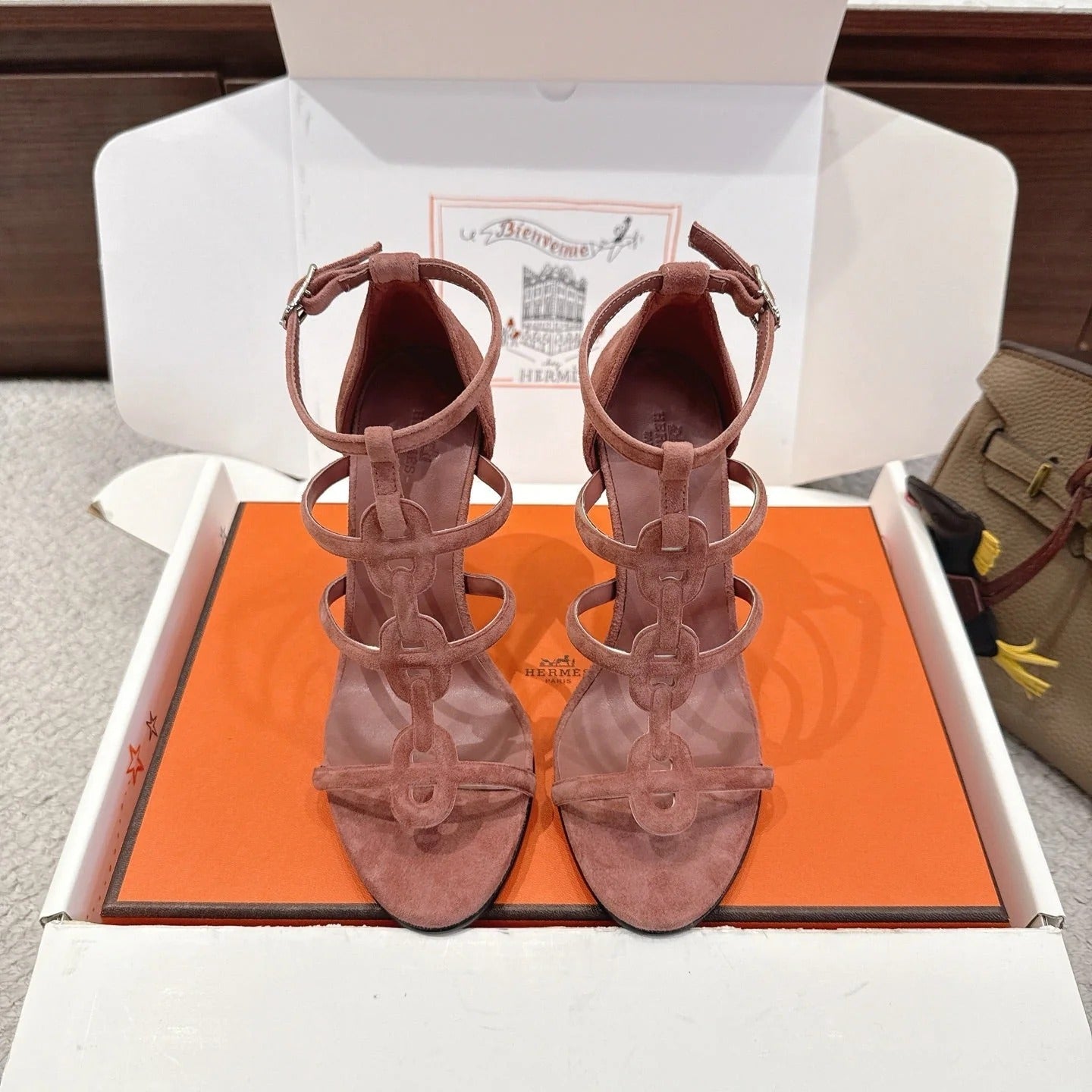 HM 26ss High Heels Sandals 10.5 Brown Suede 686015