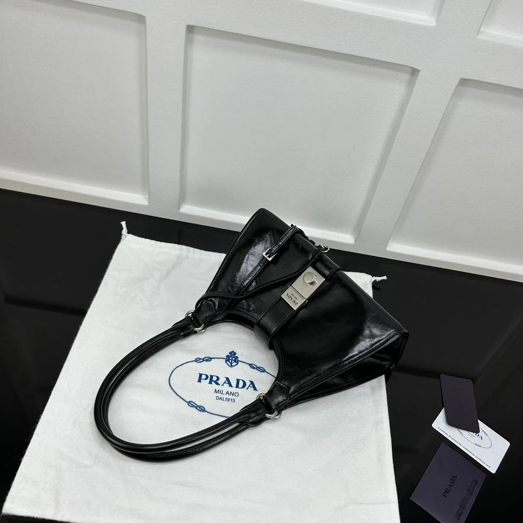 Prada 2026 Soft Lux Medium Tote Bag 26cm Patent Calfskin