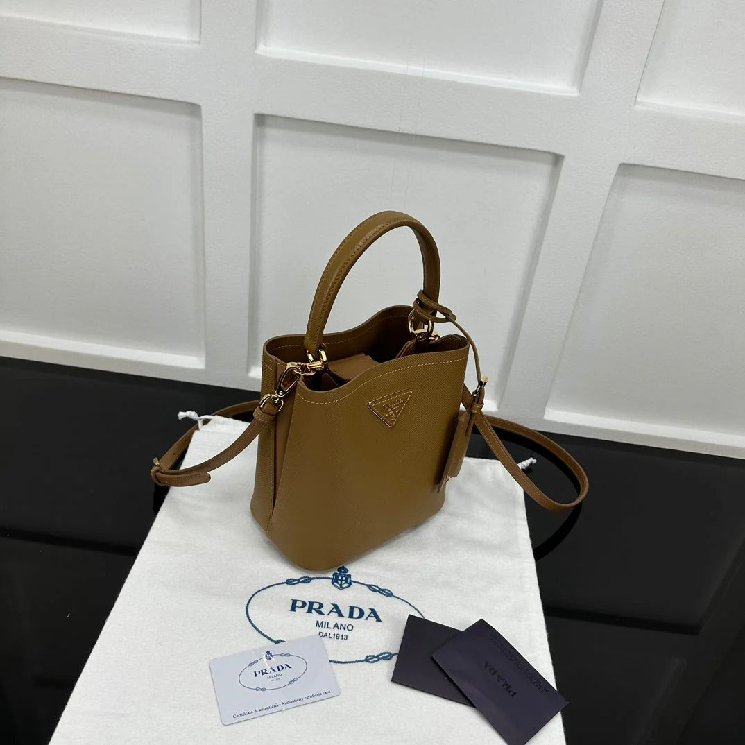 Prada 2026 Panier Saffiano Bucket Bag Calfskin