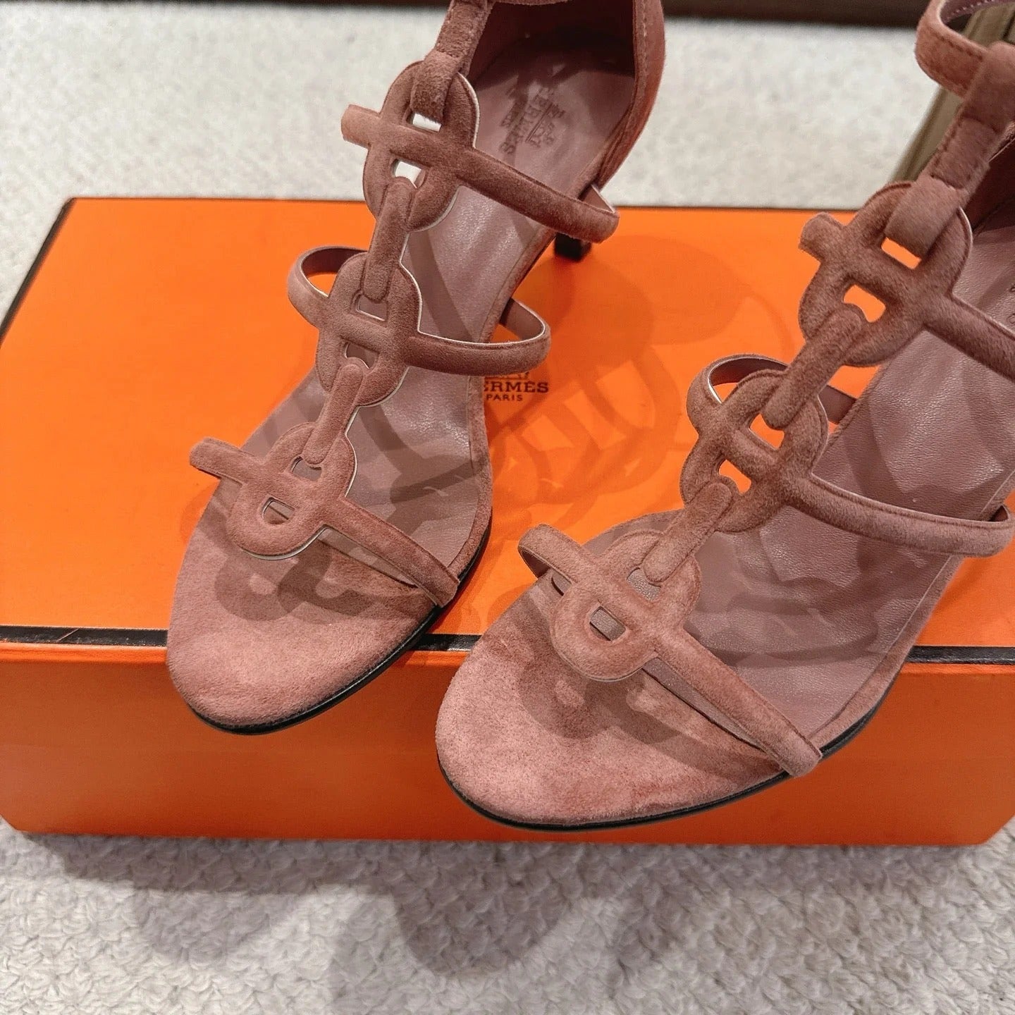 HM 26ss High Heels Sandals 70 Brown Suede 686010