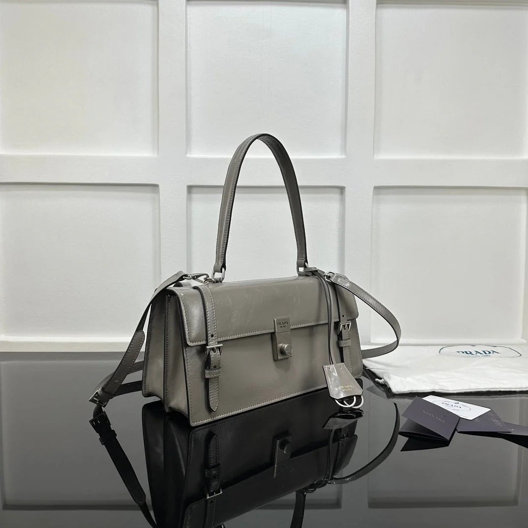 Prada 2026 Medium Shoulder Bag 32cm Patent Calfskin