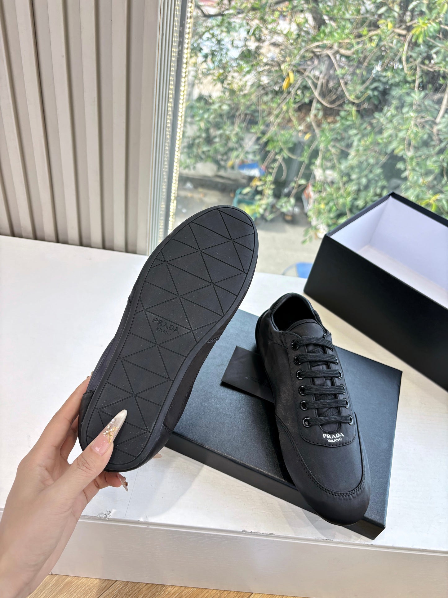 Prada 25s Sneaker In Black Silk
