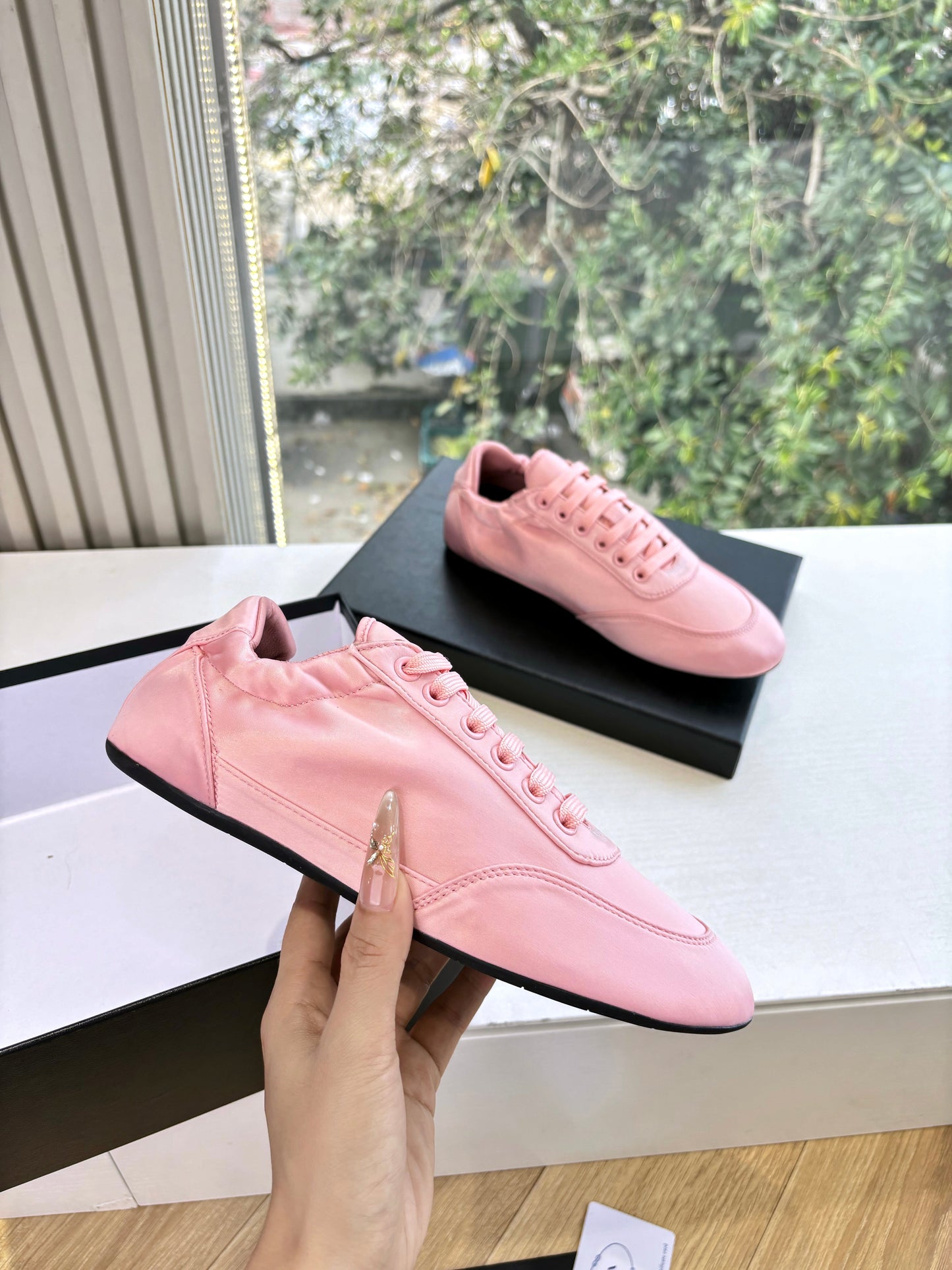 Prada 25s Sneaker In Light PInk Silk