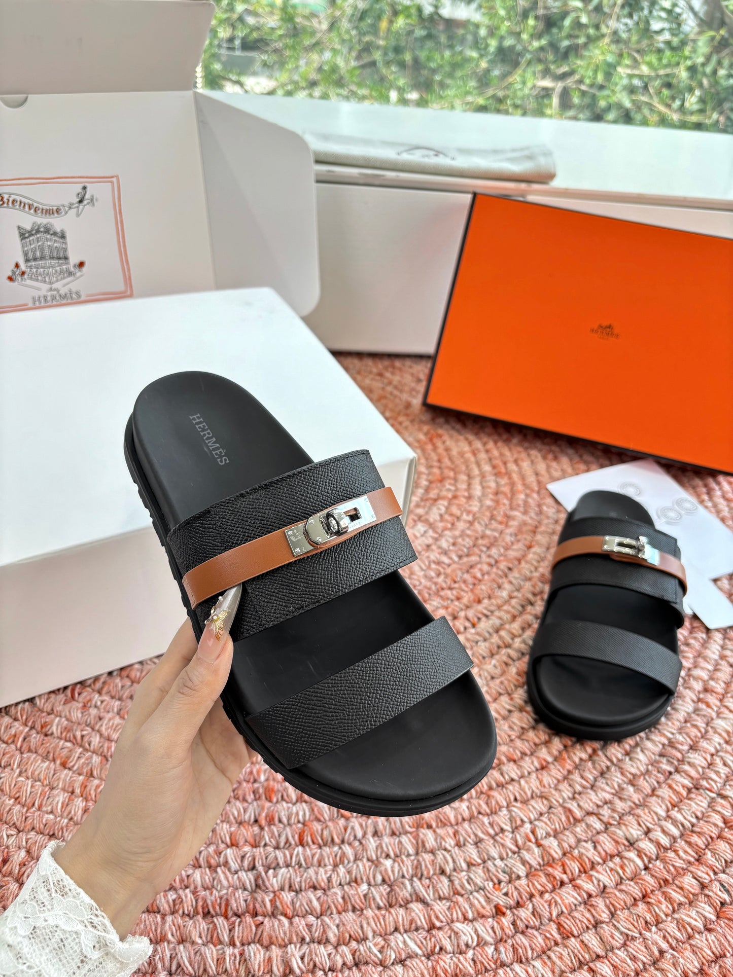 HM Jackson Sandal Black Epsom Leather 648477