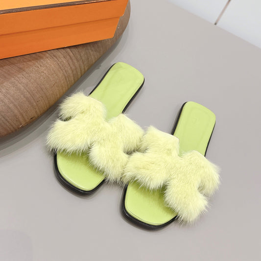 HM 25 Oran Lime Green Fur Leather 348090