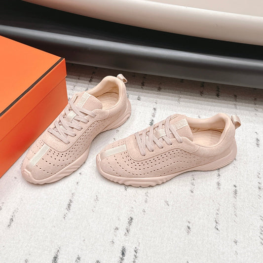 HM 26s Trail Sneakers In Light Pink Perforated Suede