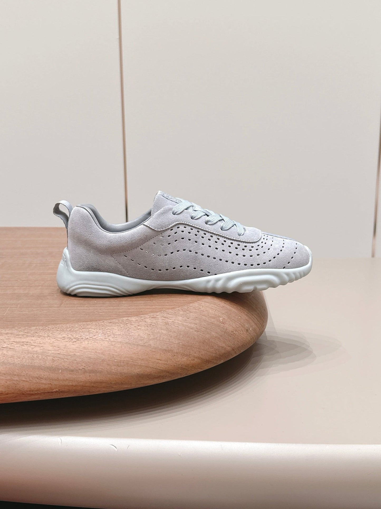 HM 26s Trail Sneakers In Light Grey Perforated Suede