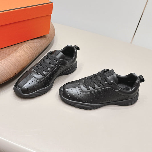 HM 26s Trail Sneakers In Black Perforated Calfskin