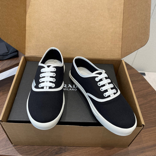 Prada 26ss Casual Shoes Black White Canvas 624430