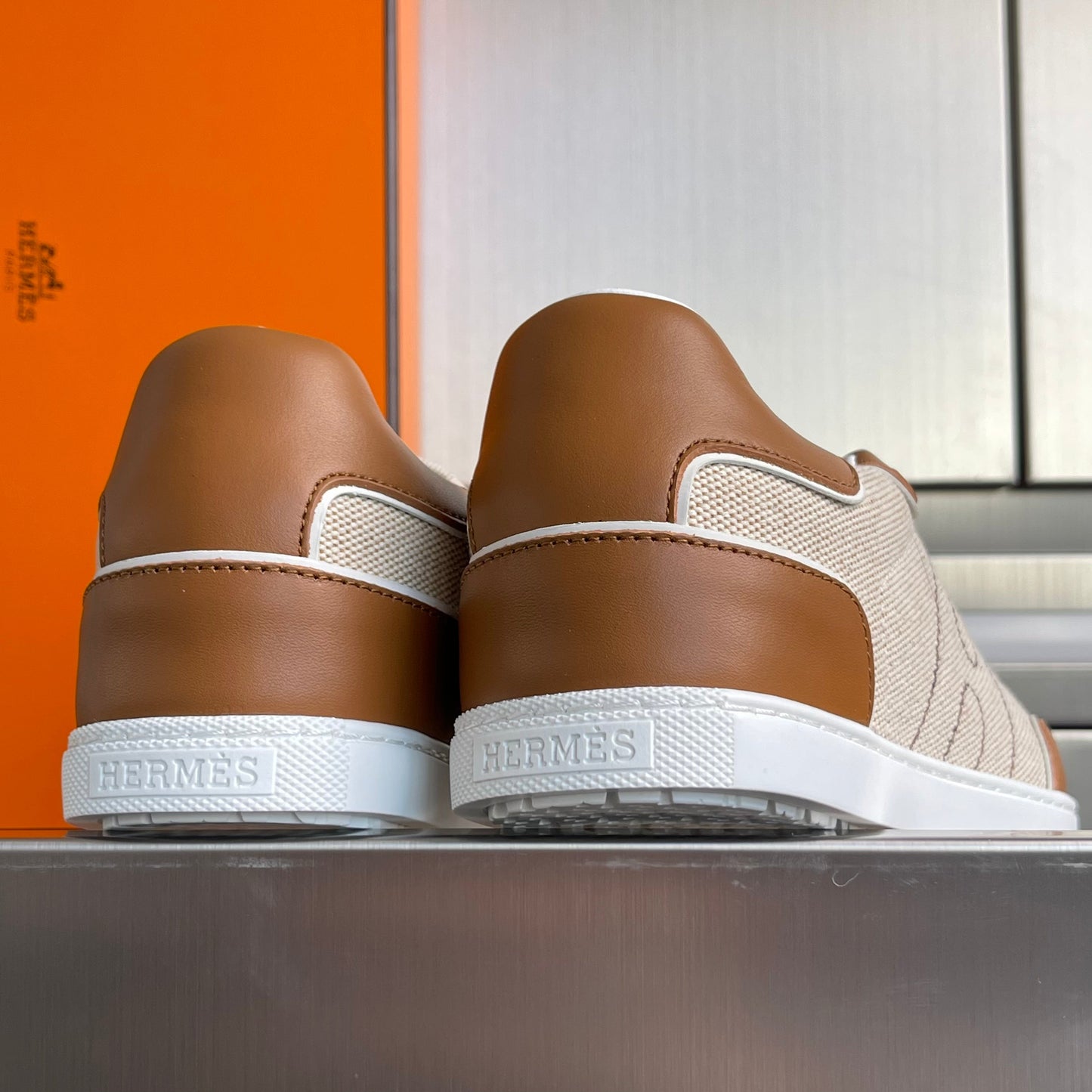 HM Match Sneaker Beige mix Brown Sheepskin Canvas 609039