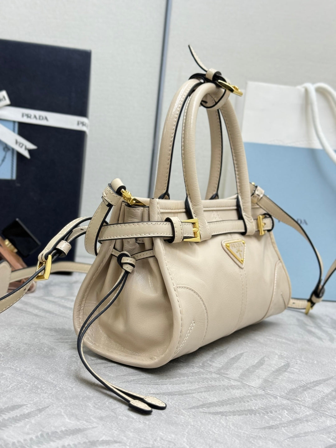 Pra Bonnie Bag 24cm Khaki Leather 293961