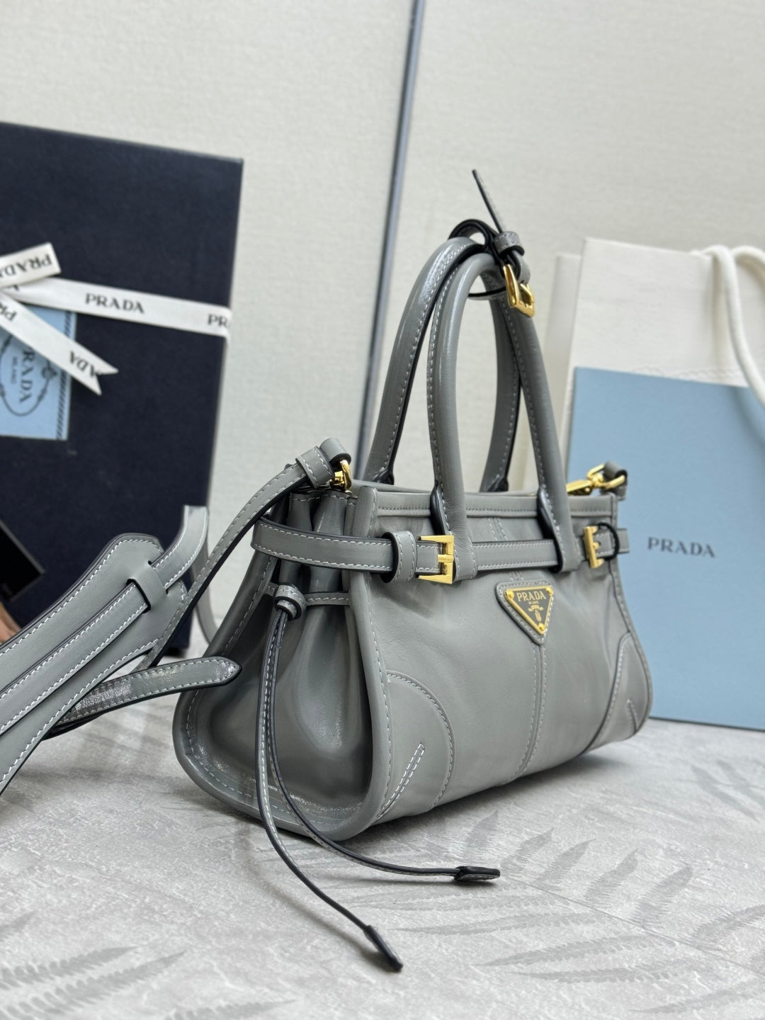 Pra Bonnie Bag 24cm Grey Leather 293964