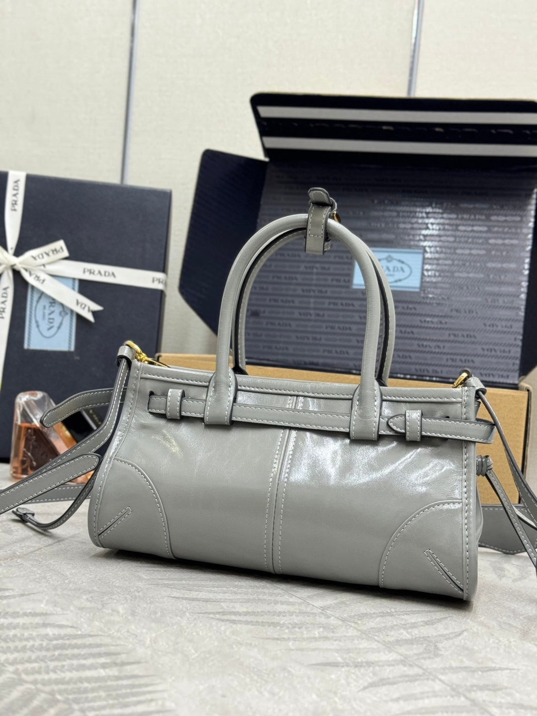 Pra Bonnie Bag 24cm Grey Leather 293964