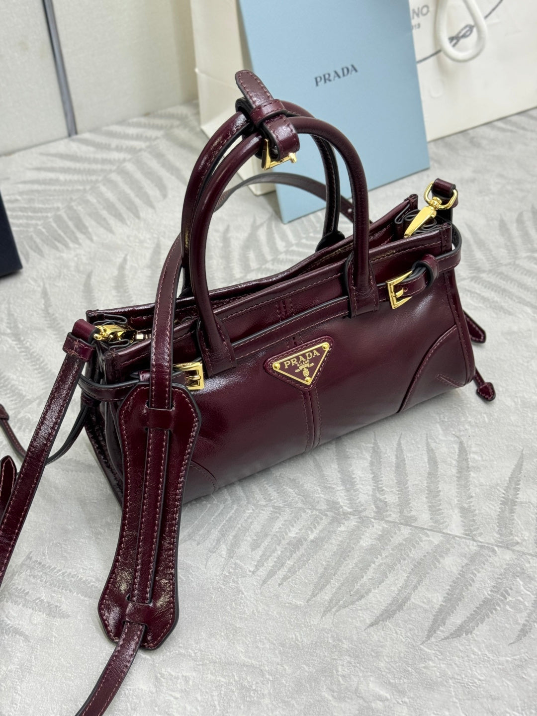 Pra Bonnie Bag 24cm Burgundy Leather 293967