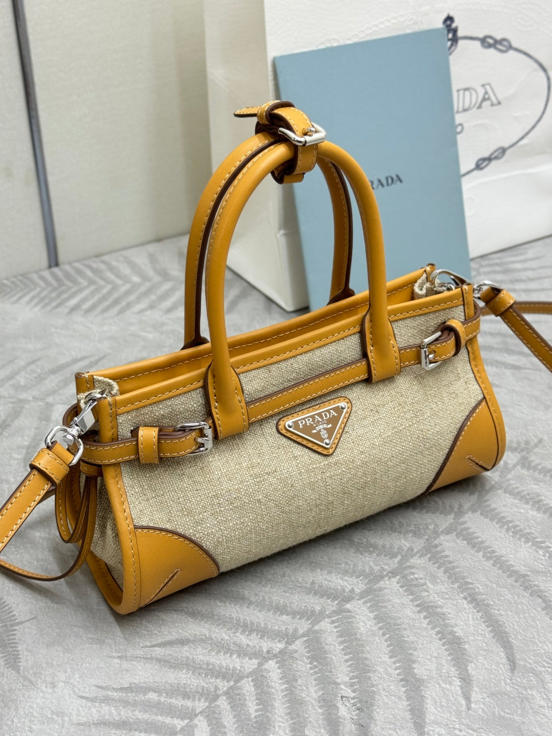 Pra Bonnie Bag 24cm Brown Canvas Leather 293910