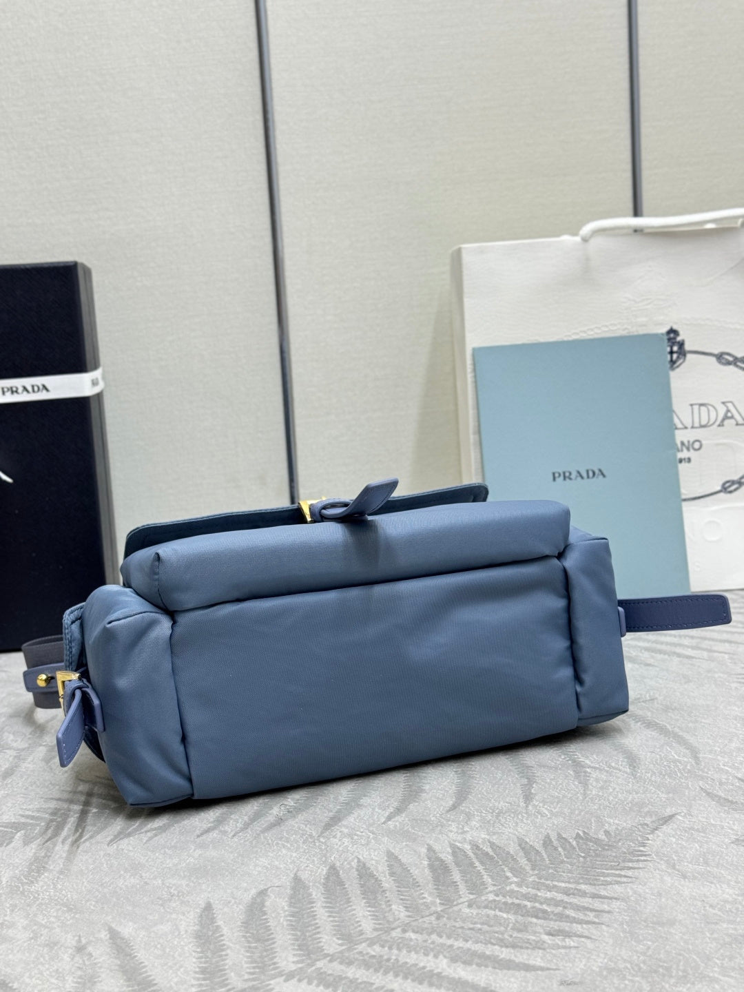 Pra Explore Medium Shoulder Bag With Flap Blue Nylon 294043