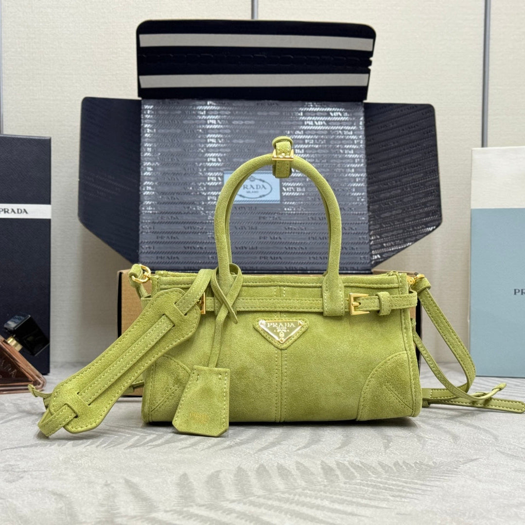 Pra Bonnie Bag 24cm Green Suede Leather 293818