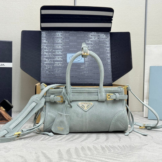 Pra Bonnie Bag 24cm Light Stale Blue Suede Leather 293794