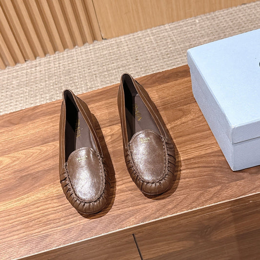 Prada 26s Loafers Taupe Sheepskin 974894