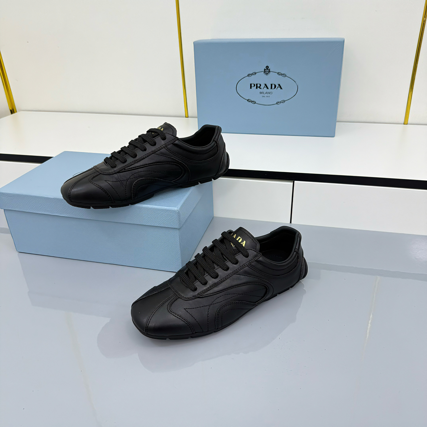 Prada Montecarlo Sneakers Black Cowhide 565696