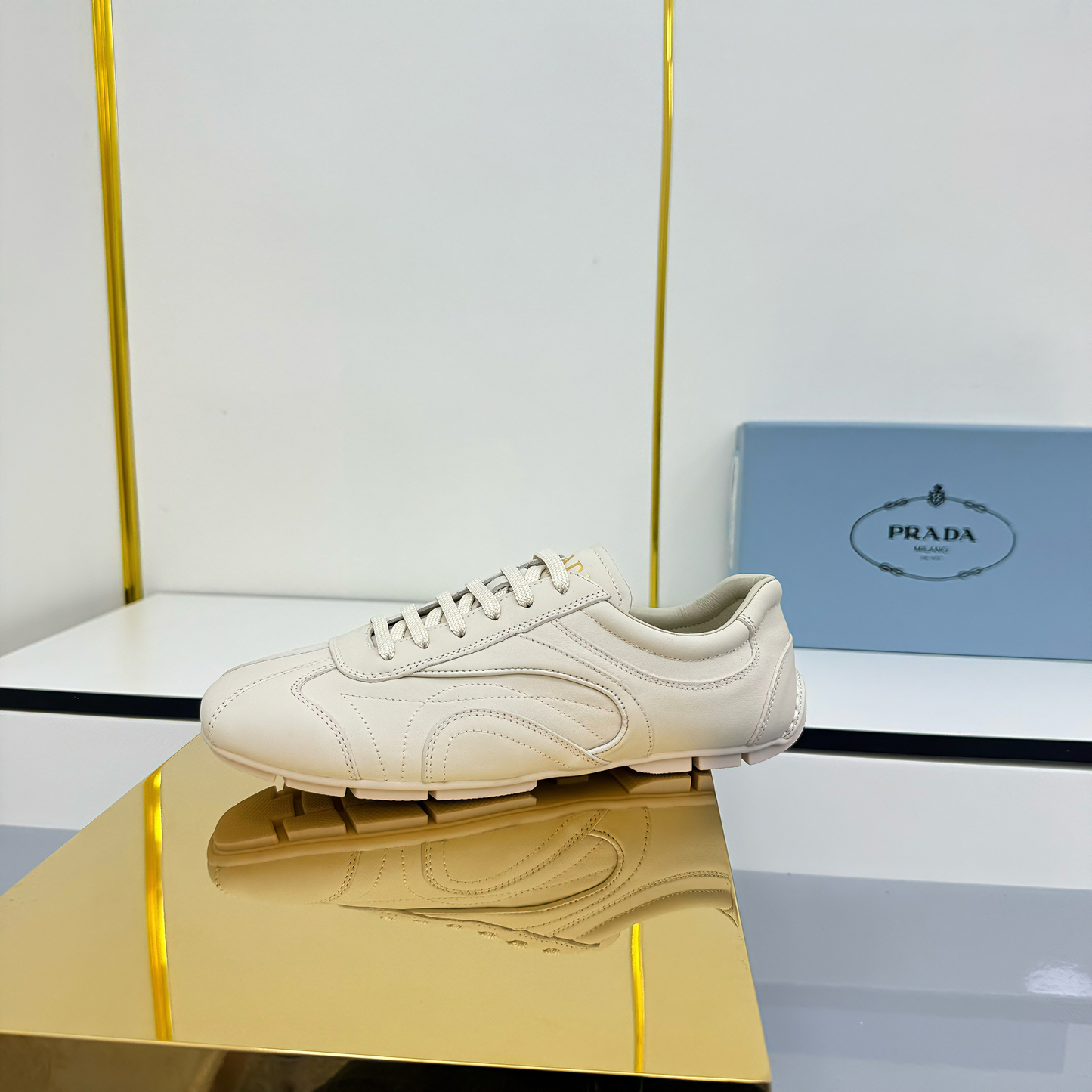 Prada Montecarlo Sneakers Off White Cowhide 565697