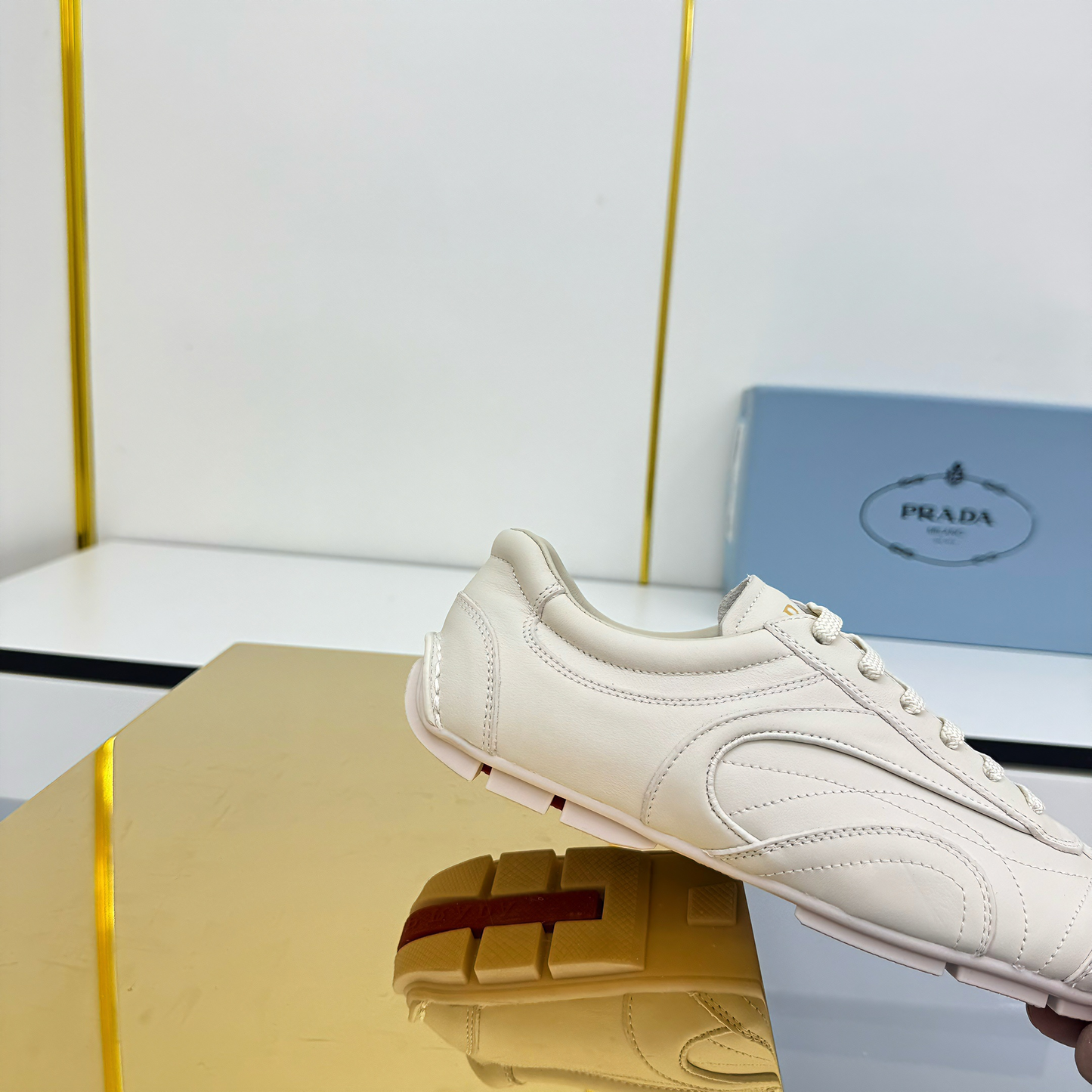 Prada Montecarlo Sneakers Off White Cowhide 565697