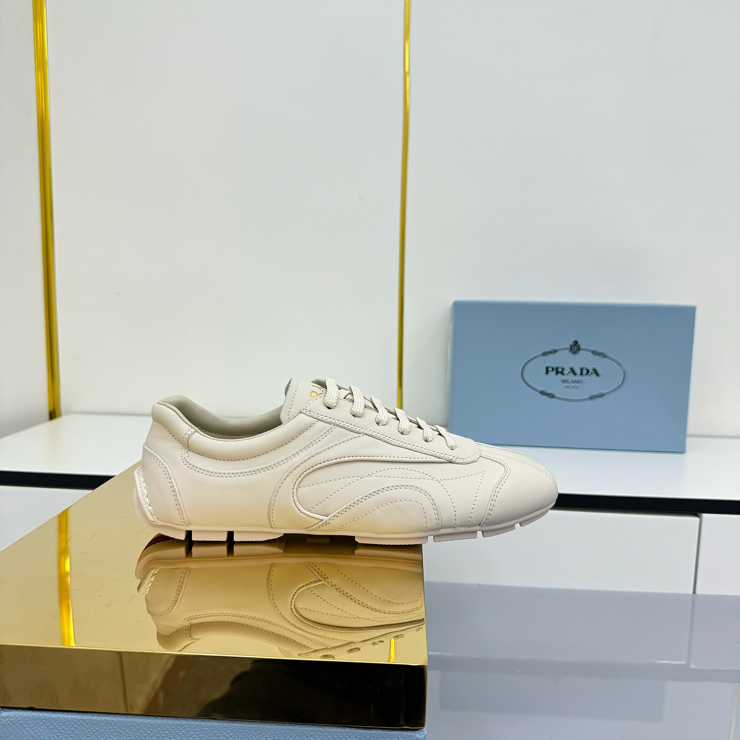 Prada Montecarlo Sneakers Off White Cowhide 565697