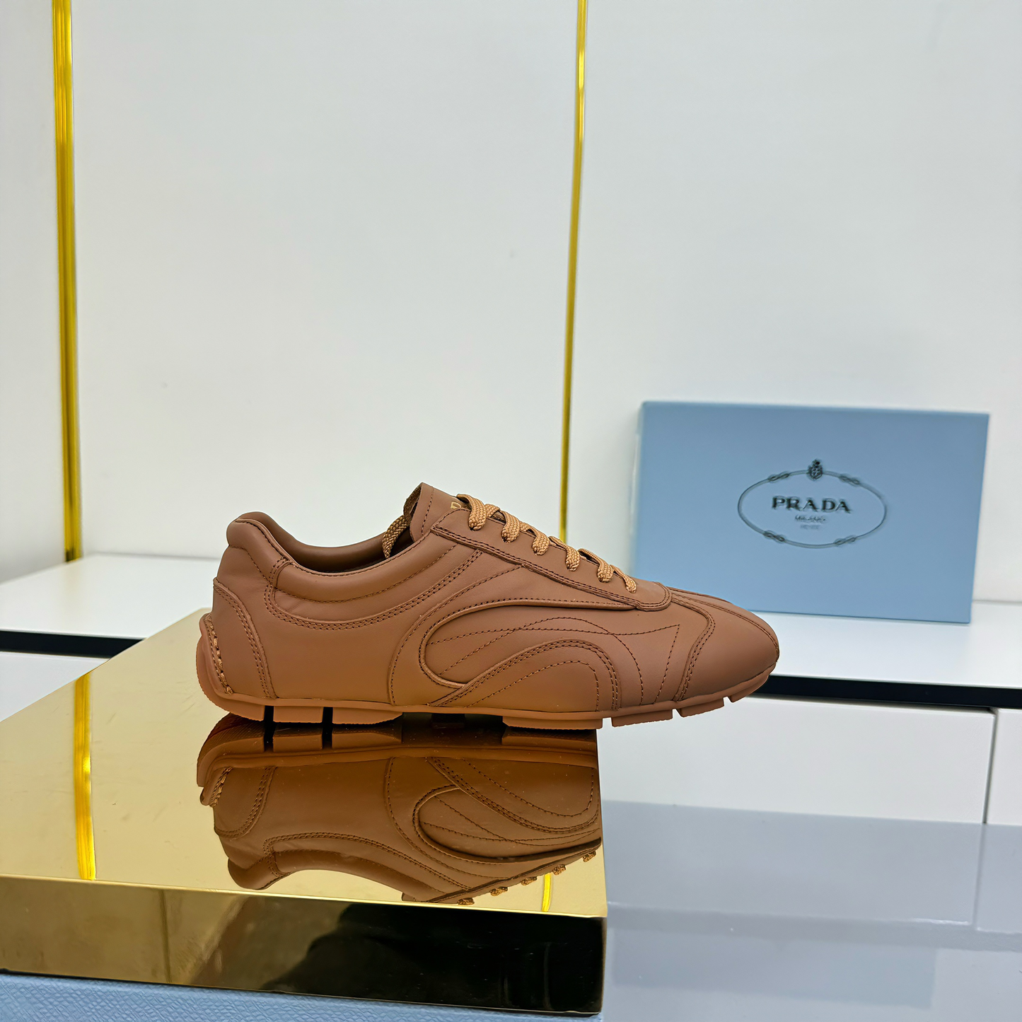 Prada Montecarlo Sneakers Brown Cowhide 565698