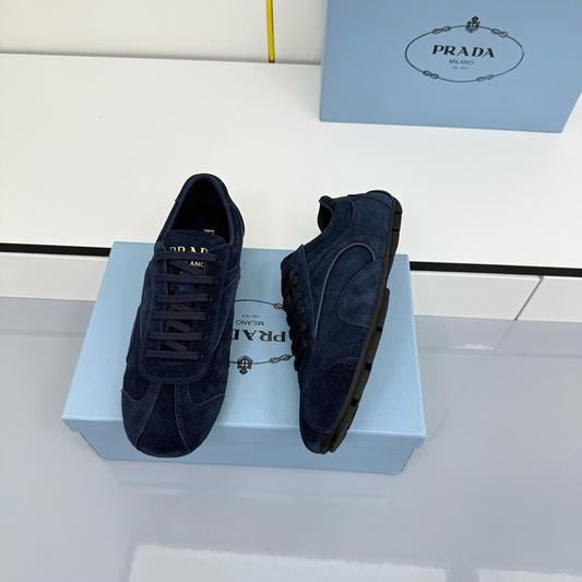 Prada Montecarlo Sneakers Dark Navy Blue Suede 565699