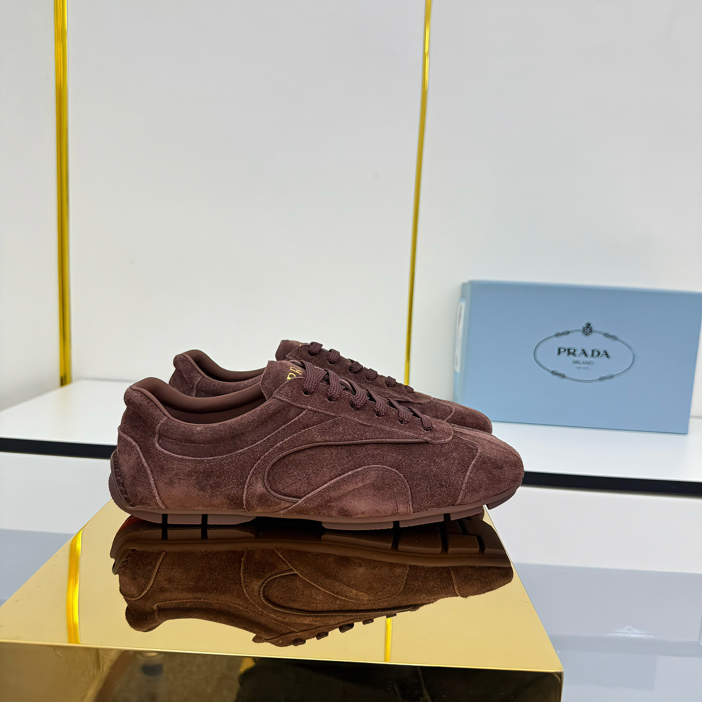 Prada Montecarlo Sneakers Coffee Brown Suede 565700