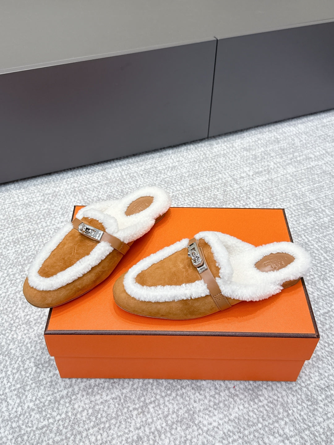 HM 25ss Oz Mule Brown Suede And Shearling 461940