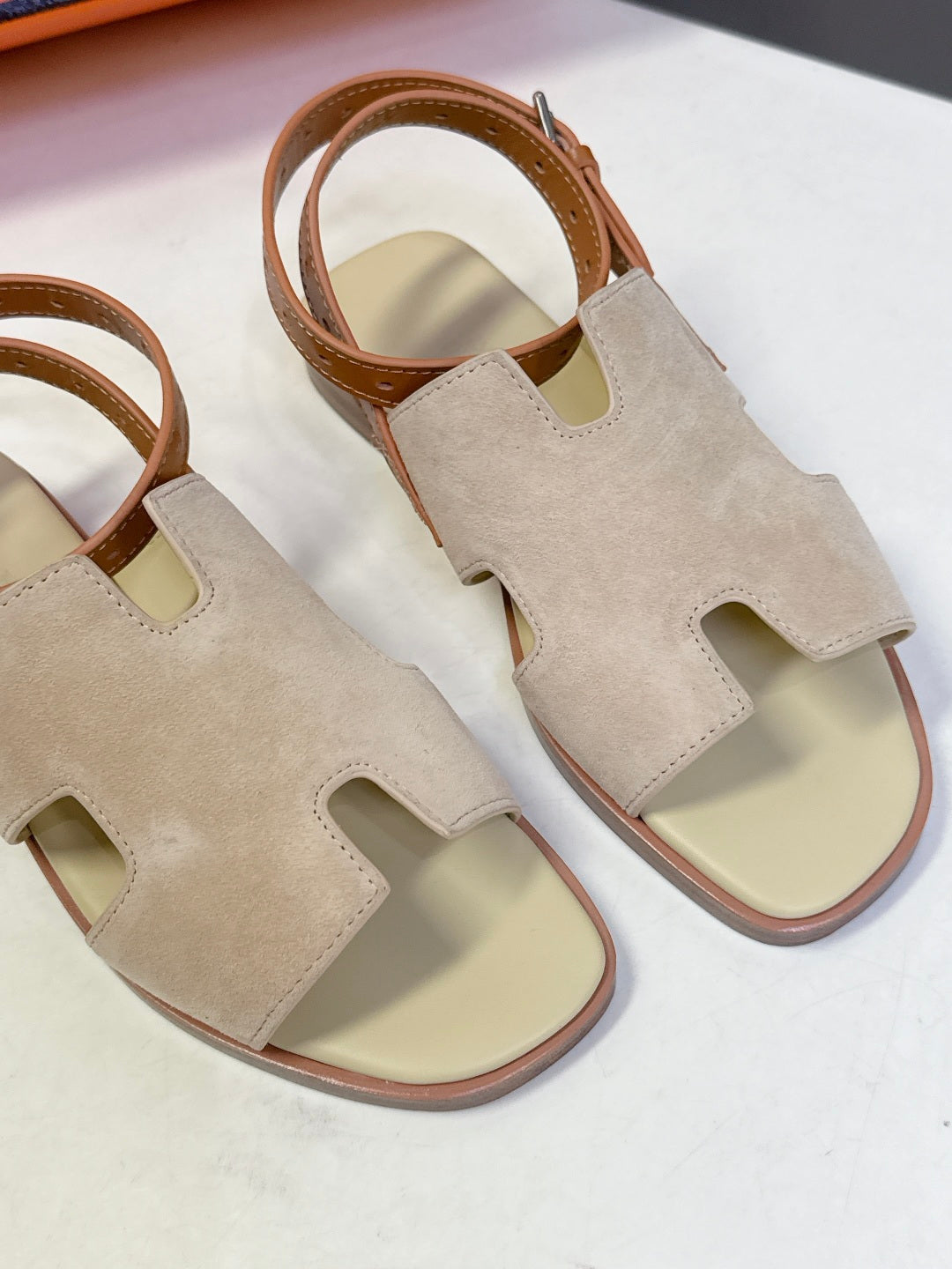 HM Maya Sandals Light Taupe Brown Suede Calfskin 704937
