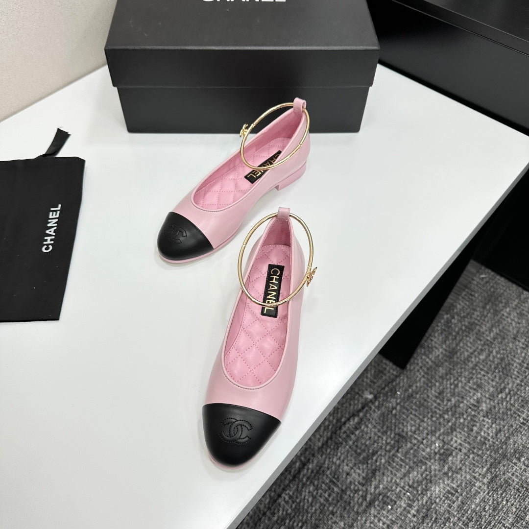 CC 26s Ballet Flats Light Pink Black Sheepskin 626302