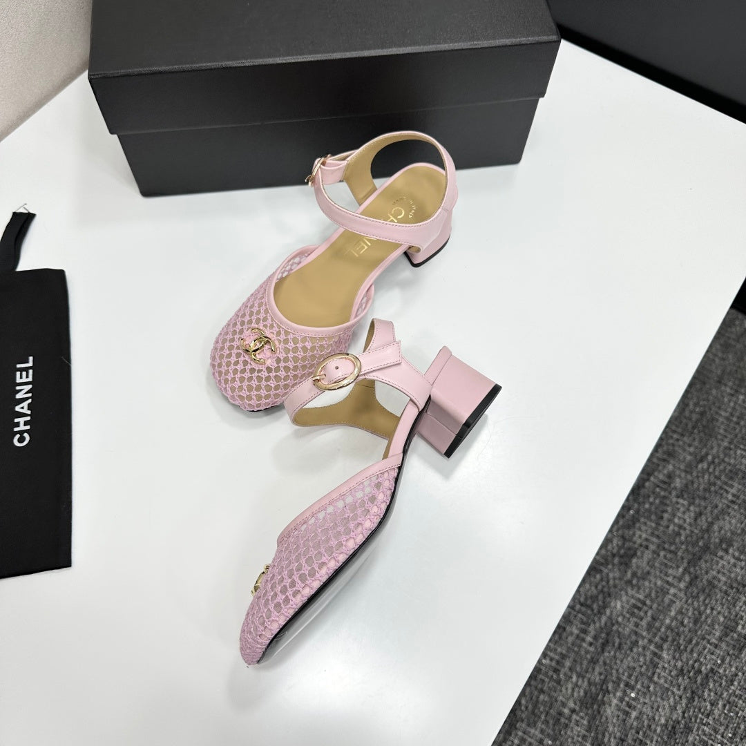 CC 2026 Mary Jane Sandals 45 Light Pink Satin Cowhide 668116