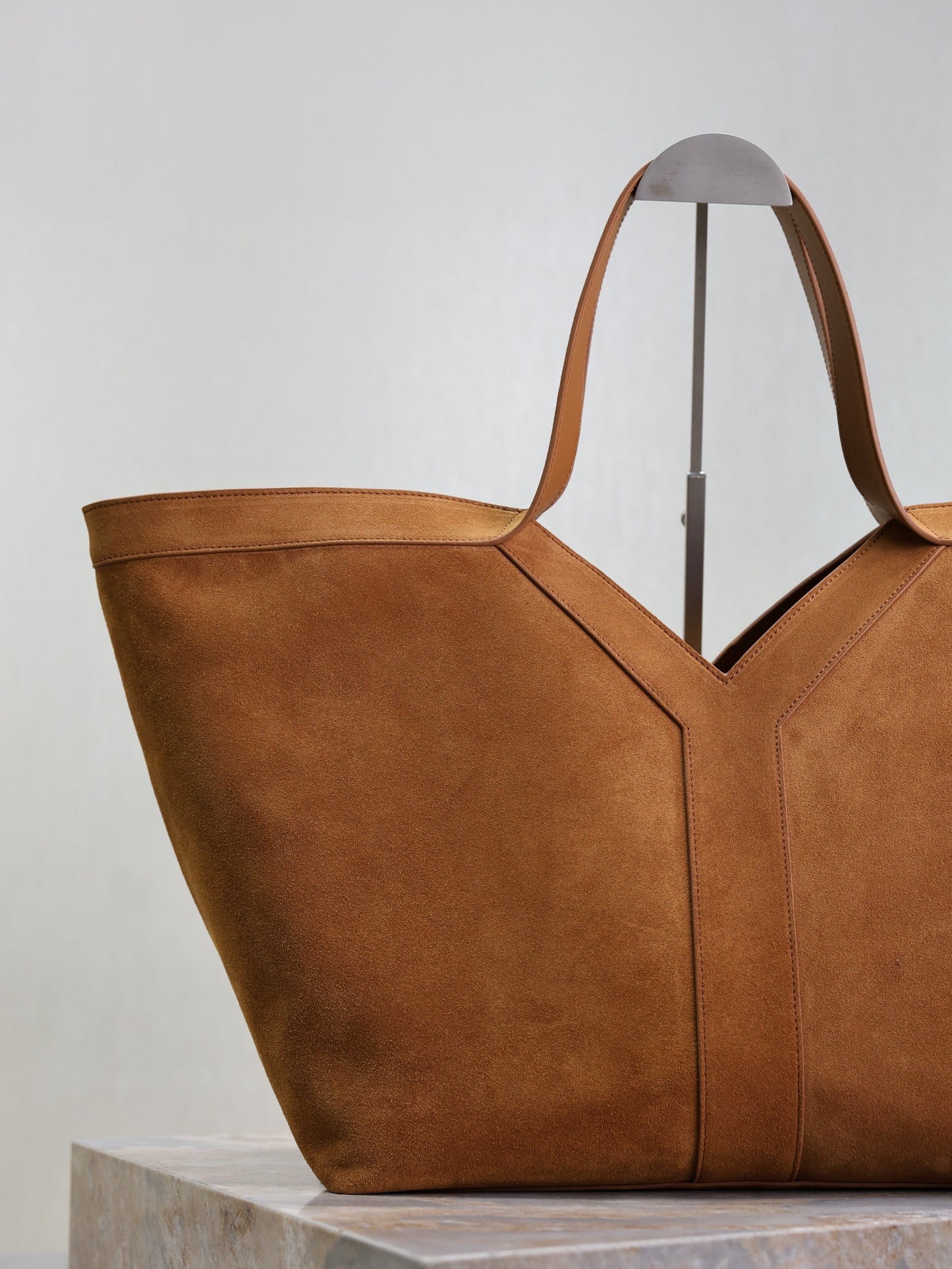Prada Y Tote Bag Brown Suede