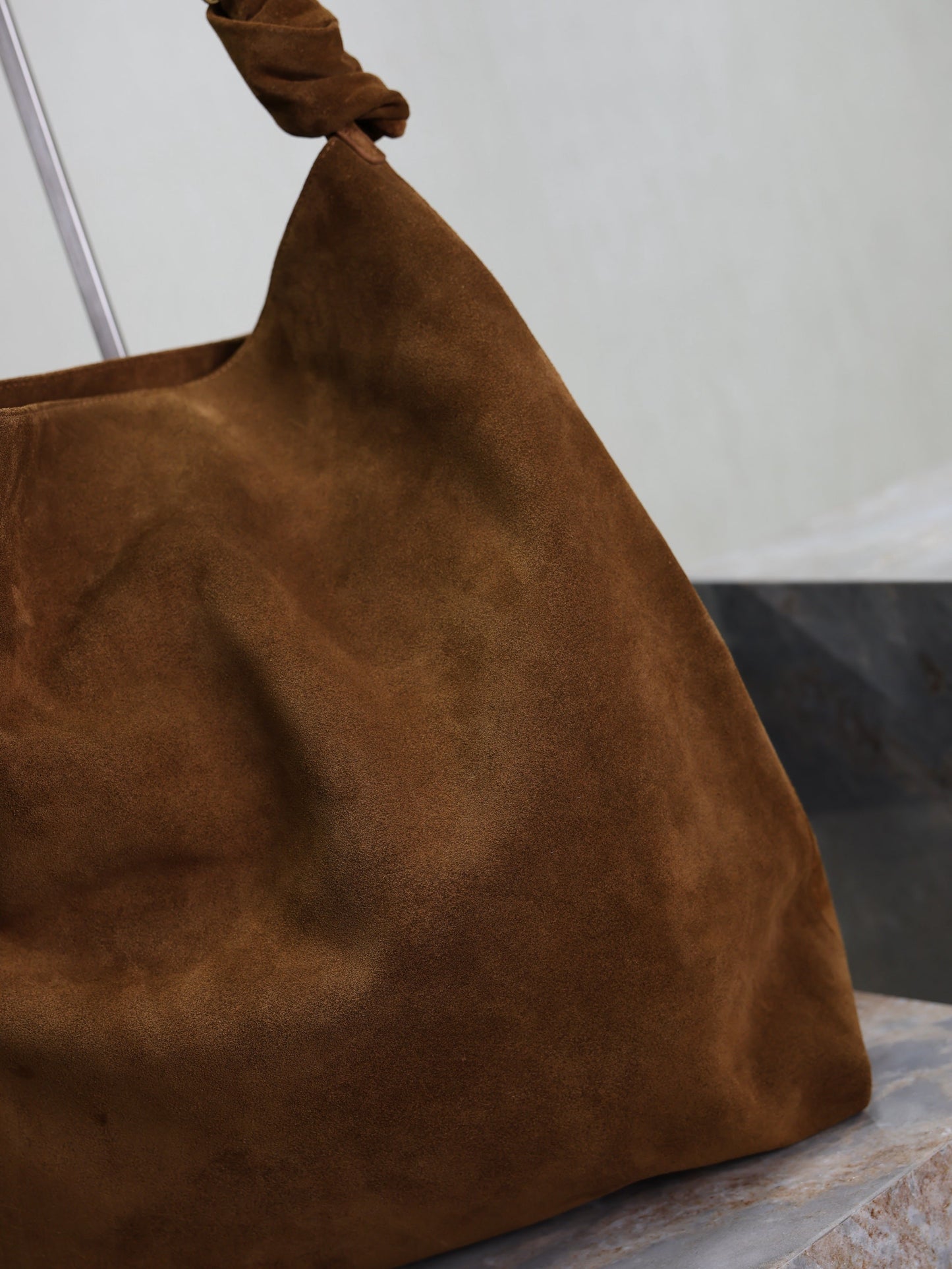 Prada AMALIA Tote Bag 40cm Dark Brown Suede GHW
