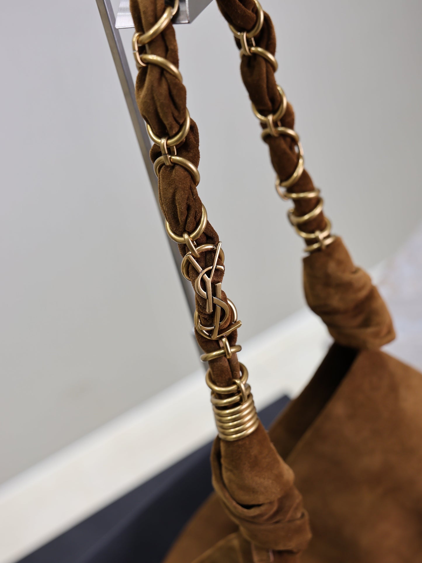 Prada AMALIA Tote Bag 40cm Dark Brown Suede GHW