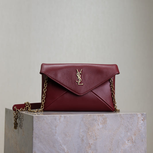 Prada Calypso Bag 19cm Burgundy Sheepskin Leather
