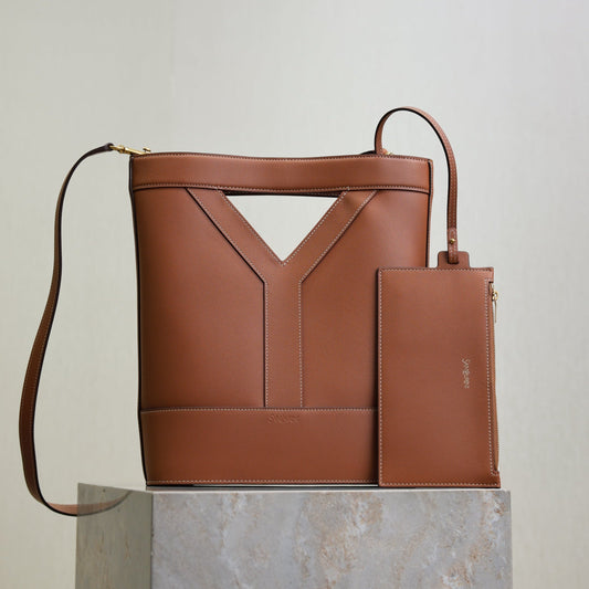Prada Y Small Bucket 23cm Caramel Leather