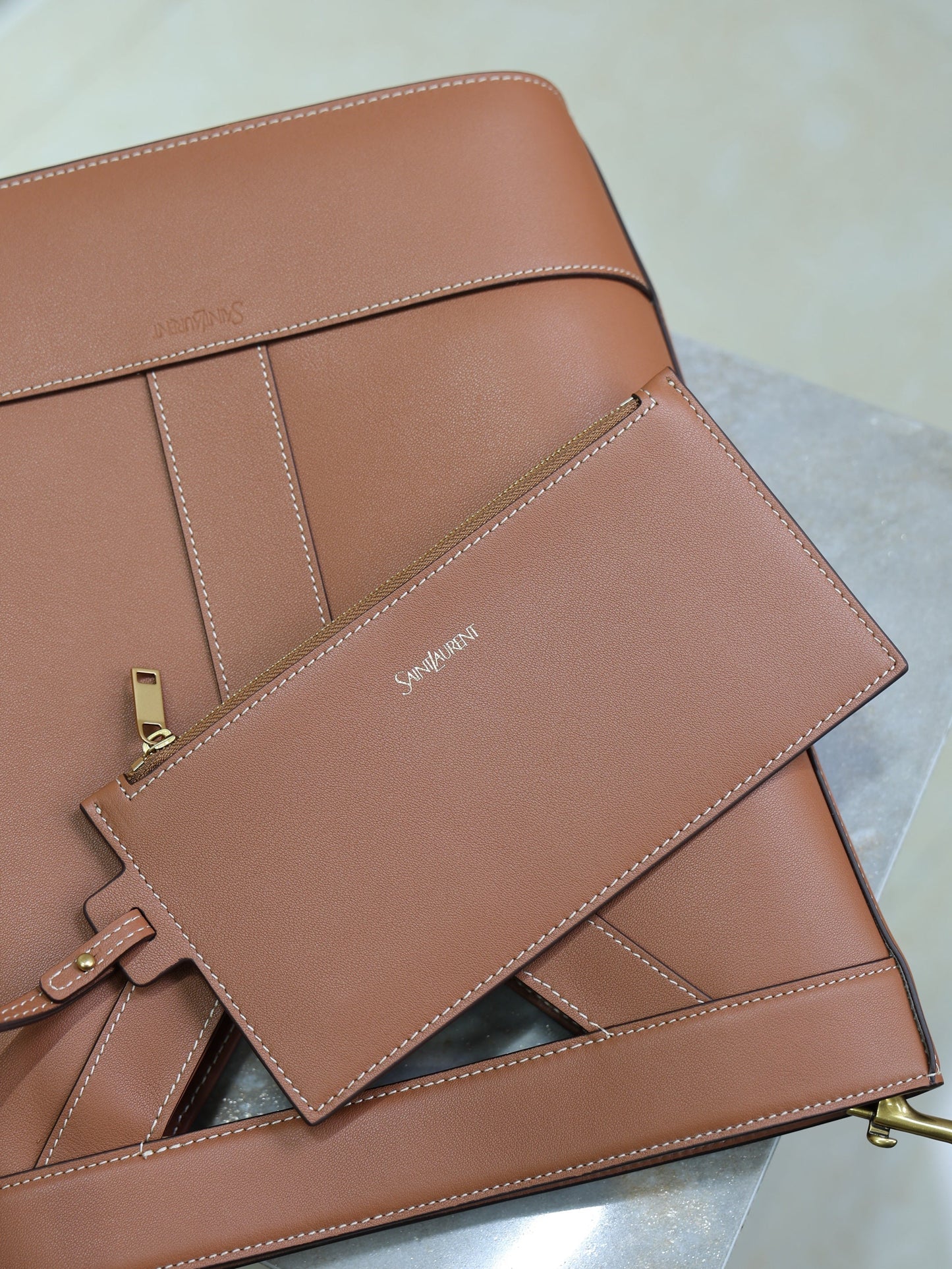 Prada Y Small Bucket 23cm Caramel Leather